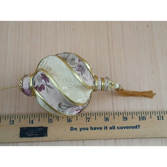 Fabric Tassel Beaded Christmas Ornament Farmhouse French Country Tree Decoration - Picture 6 of 7